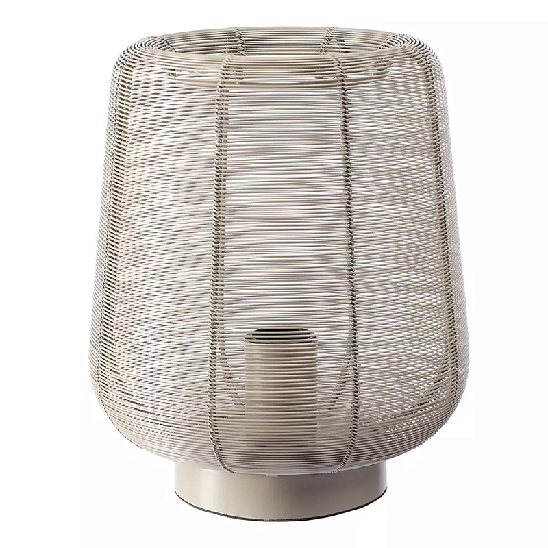 Настольная лампа с плетеным металлическим плафоном Wicker Iron Lamp Бежевый Черный Настольная лампа с плетеным металлическим плафоном Wicker Iron Lamp Бежевый Черный в Орле | Loft Concept