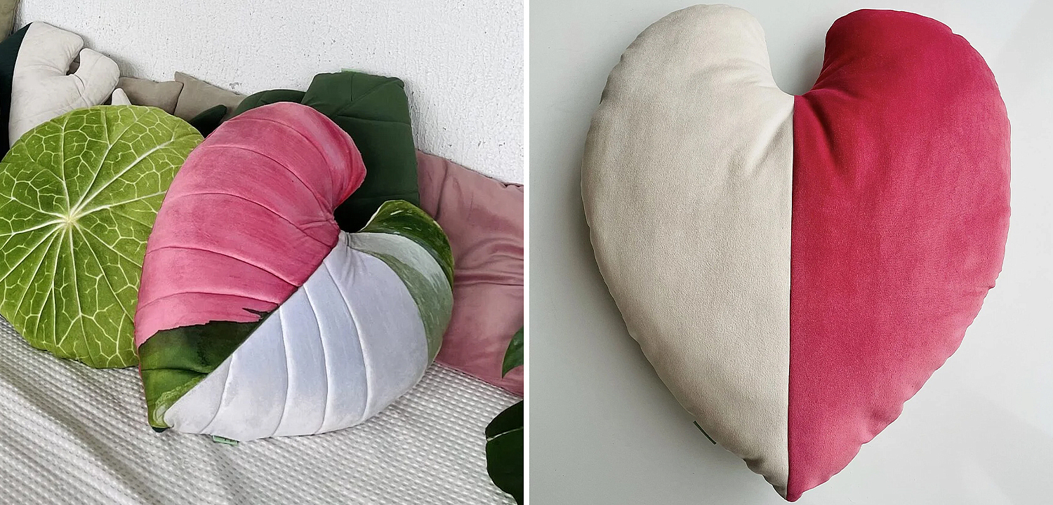 Декоративная подушка Botanical Cushion Filodendron Pink Princess Декоративная подушка Botanical Cushion Filodendron Pink Princess - Loft-Concept в Орле