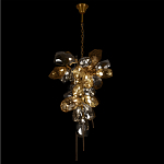 Люстра подвесная вытянутой формы с плафонами из стекла и металла с двумя вертикальными подвесками Gilded Mirage  варинант исполнения - 3 | Loft Concept в Орле