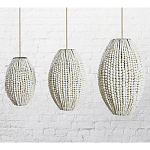 Подвесной светильник вертикальной овальной формы украшенный белыми круглыми бусинами Gradient Oval Pendant Lamp White варинант исполнения - 1 | Loft Concept в Орле