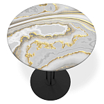 Стол журнальный с круглой столешницей из стекла Gray and Gold Marble варинант исполнения - 2 | Loft Concept в Орле