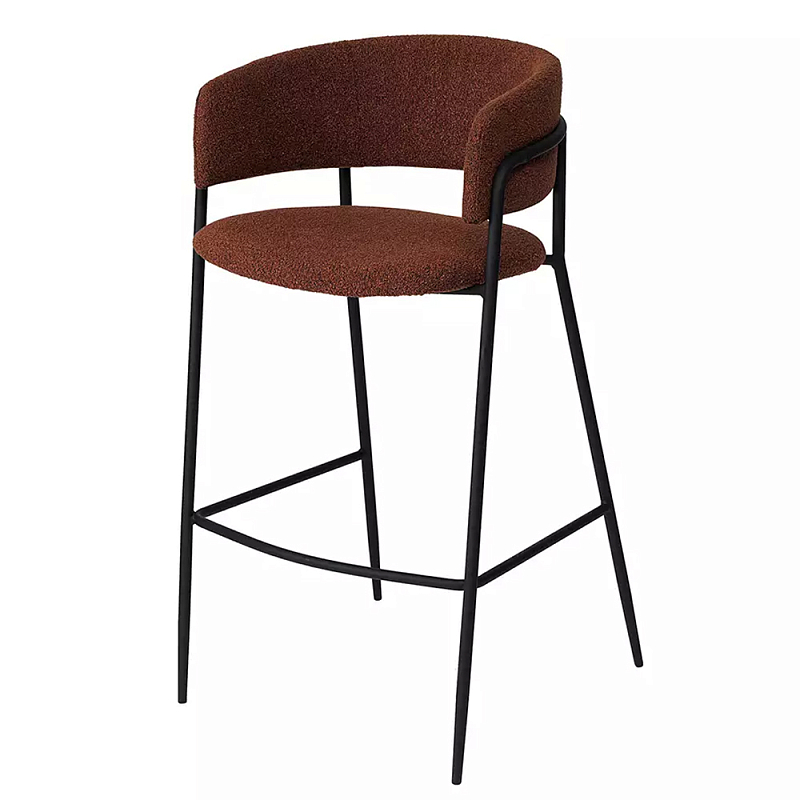 Стул полубарный с каркасом из металла и мягким сиденьем и спинкой Soft and Practical Капучино  Терракотовый в Орле | Loft Concept 