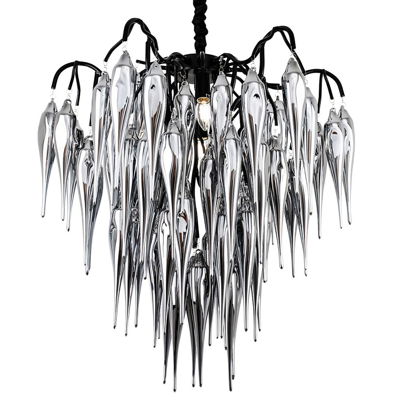Люстра со стеклянными подвесками дымчатого цвета Ambre Glass Chandelier 70 Серебряный Дымчатый (Smoke) Черный Люстра со стеклянными подвесками дымчатого цвета Ambre Glass Chandelier 70 Серебряный Дымчатый (Smoke) Черный в Орле | Loft Concept