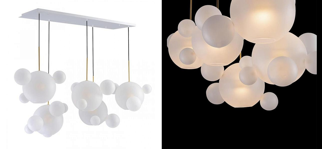 Линейный Светодиодный Светильник Giopato & Coombes Bubble Chandelier Linear Circle матовое белое стекло 5 плафонов Линейный Светодиодный Светильник Giopato & Coombes Bubble Chandelier Linear Circle матовое белое стекло 5 плафонов - Loft-Concept в Орле
