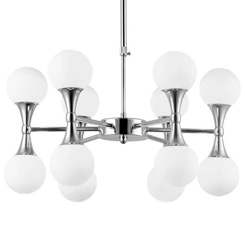 Люстра Ball Valley Chandelier Chromium 12 Белый Хром Люстра Ball Valley Chandelier Chromium 12 Белый Хром в Орле | Loft Concept