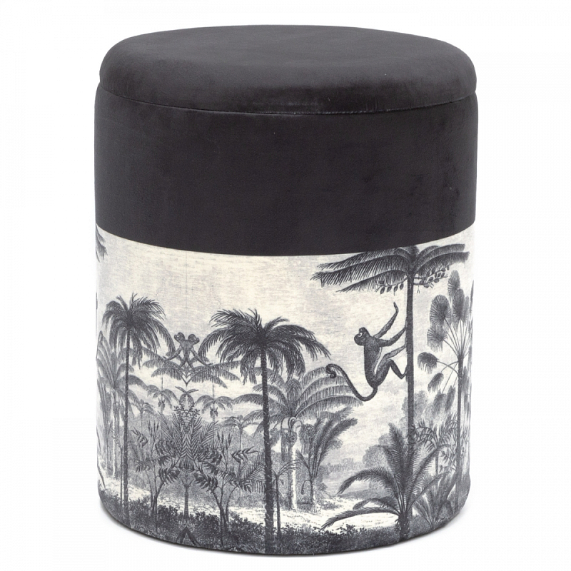 Пуф PUF Jungle Print с крышкой Мульти Черный Пуф PUF Jungle Print с крышкой Мульти Черный в Орле | Loft Concept