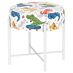 Пуф детский круглый с принтом на 4-х белых ножках Dinosaurs CHILDHOOD варинант исполнения - 1 | Loft Concept в Орле