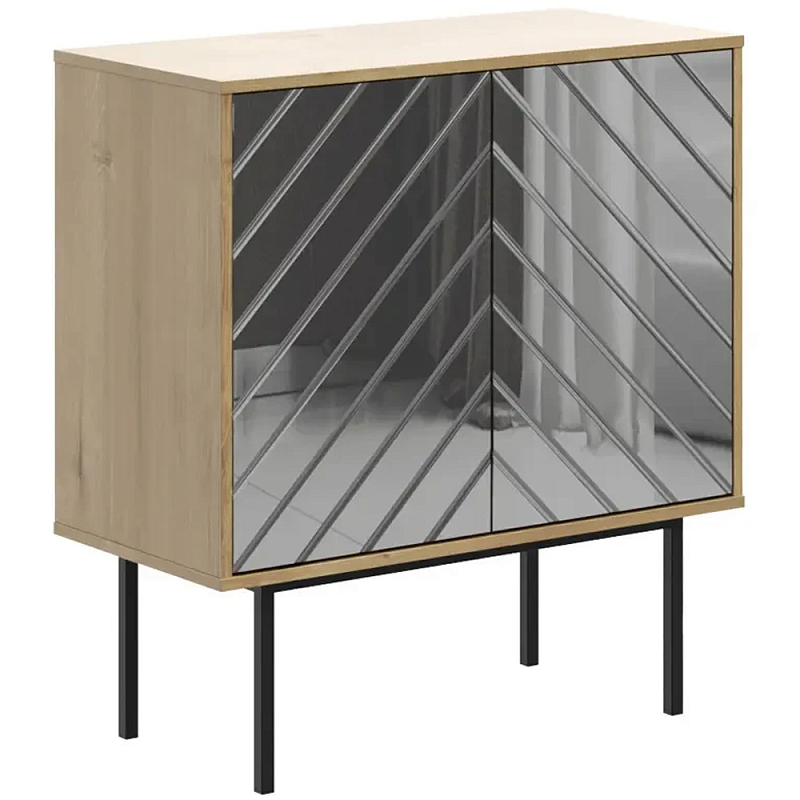 Шкаф-буфет с зеркальным декором Serena Cupboard Зеркало Бежевый Черный Шкаф-буфет с зеркальным декором Serena Cupboard Зеркало Бежевый Черный в Орле | Loft Concept
