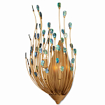 Бра настенное золотое с декором из бирюзовых элементов Peacock Tail варинант исполнения - 2 | Loft Concept в Орле