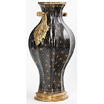 Ваза черного цвета из фарфора с золотистым узором и бронзовыми ручками Высота 39.5 см Eden Garden porcelain and bronze варинант исполнения - 1 | Loft Concept в Орле