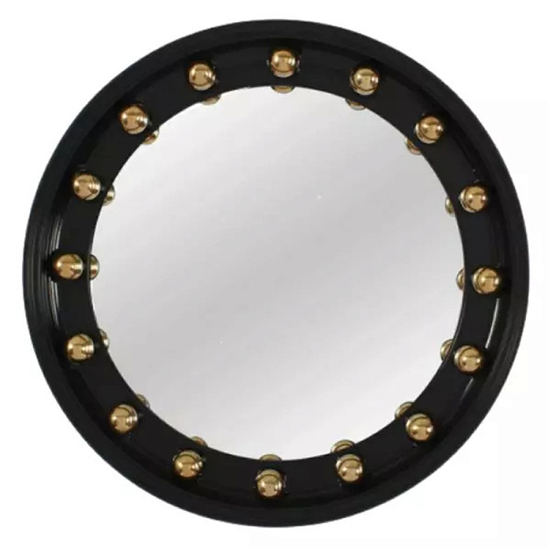 Зеркало черное с круглыми золотыми декоративными элементами Prince of the Church Черный Золотой в Орле | Loft Concept 