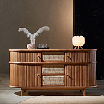 Дизайнерский комод овальный с фактурным фасадом и вставками из плетеных элементов Ambar варинант исполнения - 1 | Loft Concept в Орле