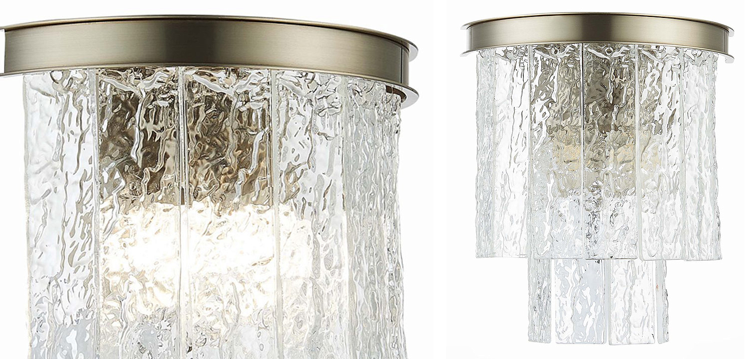 Бра Renea Textured Glass Wall Lamp Nickel Бра Renea Textured Glass Wall Lamp Nickel - Loft-Concept в Орле