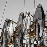 Люстра подвесная с овальными подвесками из стекла дымчатого цвета Harlow Crystal Round варинант исполнения - 3 | Loft Concept в Орле