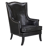 Кресло из натуральной кожи на 4-х деревянных ножках из массива бука Daniel Leather Armchair black варинант исполнения - 1 | Loft Concept в Орле