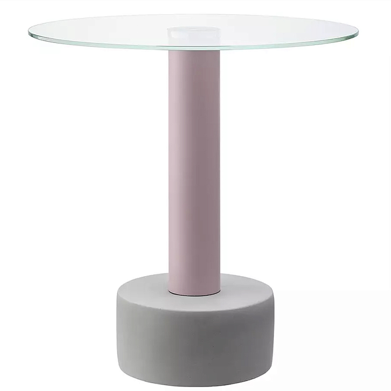 Кофейный столик с круглой прозрачной столешницей на розовом основании Round Table Розовый Синий Прозрачный Кофейный столик с круглой прозрачной столешницей на розовом основании Round Table Розовый Синий Прозрачный в Орле | Loft Concept