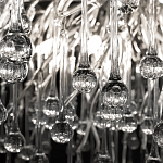 Люстра подвесная с прозрачными стеклянными подвесками в форме капель Диаметр 60 см Droplet Chandelier варинант исполнения - 17 | Loft Concept в Орле