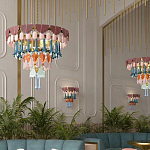 Люстра круглая с декором из разноцветных элементов в виде листьев Changing Seasons варинант исполнения - 12 | Loft Concept в Орле