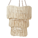 Трехъярусная люстра с подвесками из круглых деревянных бусин белая White Beads Three-tier Chandelier  варинант исполнения - 1 | Loft Concept в Орле