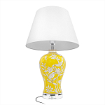 Настольная лампа желтая с изображением белых птиц Flight Among Acacia варинант исполнения - 3 | Loft Concept в Орле