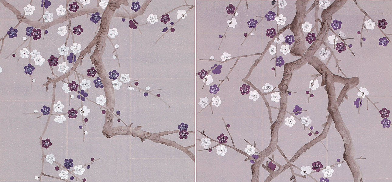 Обои ручная роспись Plum Blossom Lavender on Rich Mauve India tea paper Обои ручная роспись Plum Blossom Lavender on Rich Mauve India tea paper - Loft-Concept в Орле
