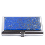 Визитница карманная металлическая с накладкой из натурального камня Лазурит Stone Business Card Holders  варинант исполнения - 1 | Loft Concept в Орле