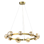 Люстра подвесная светодиодная с 9-ю круглыми плафонами коньячного цвета Iona Chandelier Brass  варинант исполнения - 1 | Loft Concept в Орле