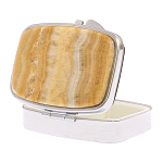Таблетница карманная прямоугольная с 2-мя отделениями с зеркалом и накладкой из натурального камня Оникс Silver Stone Pillboxes варинант исполнения - 2 | Loft Concept в Орле