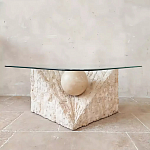 Дизайнерский журнальный стол в виде раковины с жемчужиной под прозрачной столешницей Fahin варинант исполнения - 2 | Loft Concept в Орле