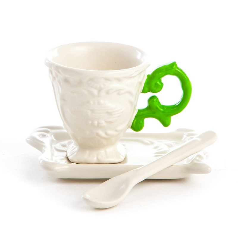 Кофейная пара Seletti I-Coffee Green Белый Зеленый Кофейная пара Seletti I-Coffee Green Белый Зеленый в Орле | Loft Concept