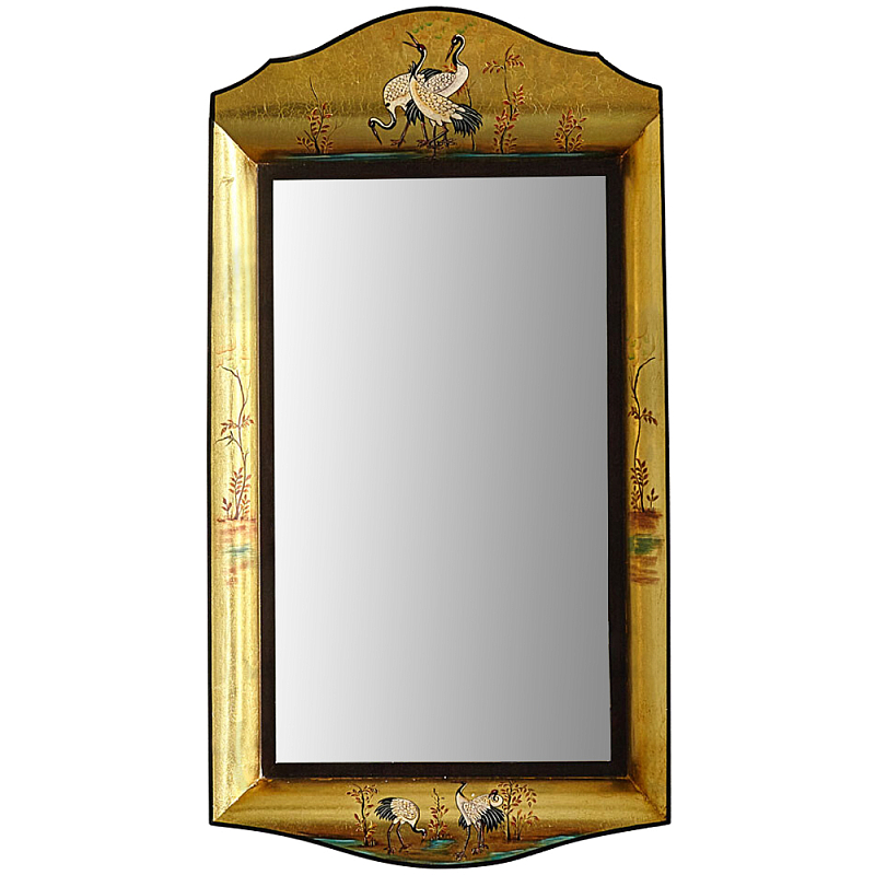 Зеркало в стиле Шинуазри ручная роспись Chinoiserie Golden Birds Mirror Золотой Мульти в Орле | Loft Concept 
