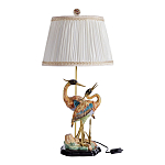 Настольная лампа с абажуром и основанием в виде двух цапель Porcelain Heron Lamp варинант исполнения - 1 | Loft Concept в Орле