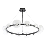 Люстра подвесная круглая с 12-ю прозрачными куполообразными плафонами и черным металлическим основанием Flos Wireline Lighting варинант исполнения - 2 | Loft Concept в Орле