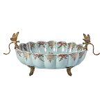 Чаша из голубого фарфора на бронзовых ножках с рисунком цветов и фигурками стрекоз Blue Garden варинант исполнения - 1 | Loft Concept в Орле