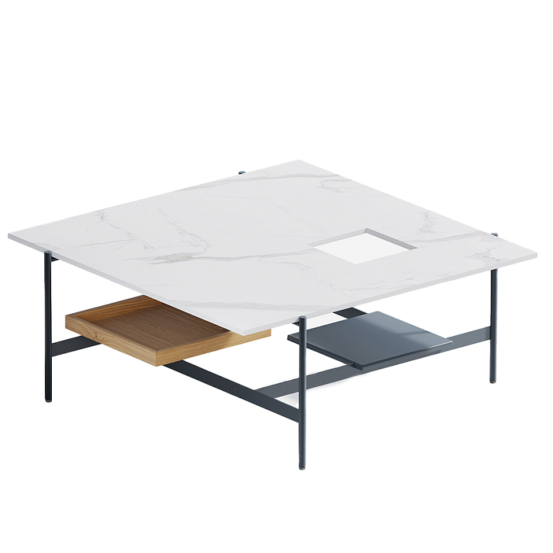 Karat журнальный столик с съемным подносом Графит Белый Мрамор Bianco в Орле | Loft Concept 