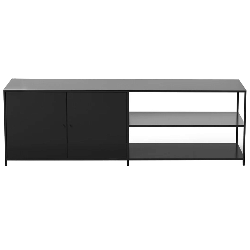 ТВ-тумба из металла с 2-мя дверцами и полками Damian Metal TV Stand Черный в Орле | Loft Concept 