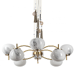 Люстра подвесная с 8-ю шарообразными плафонами из белого стекла с подвесками из камня и кисточками Agatelle варинант исполнения - 1 | Loft Concept в Орле