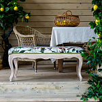 Банкетка из натурального бука золотистая с изображением птиц и цветов Blooming Birds варинант исполнения - 4 | Loft Concept в Орле