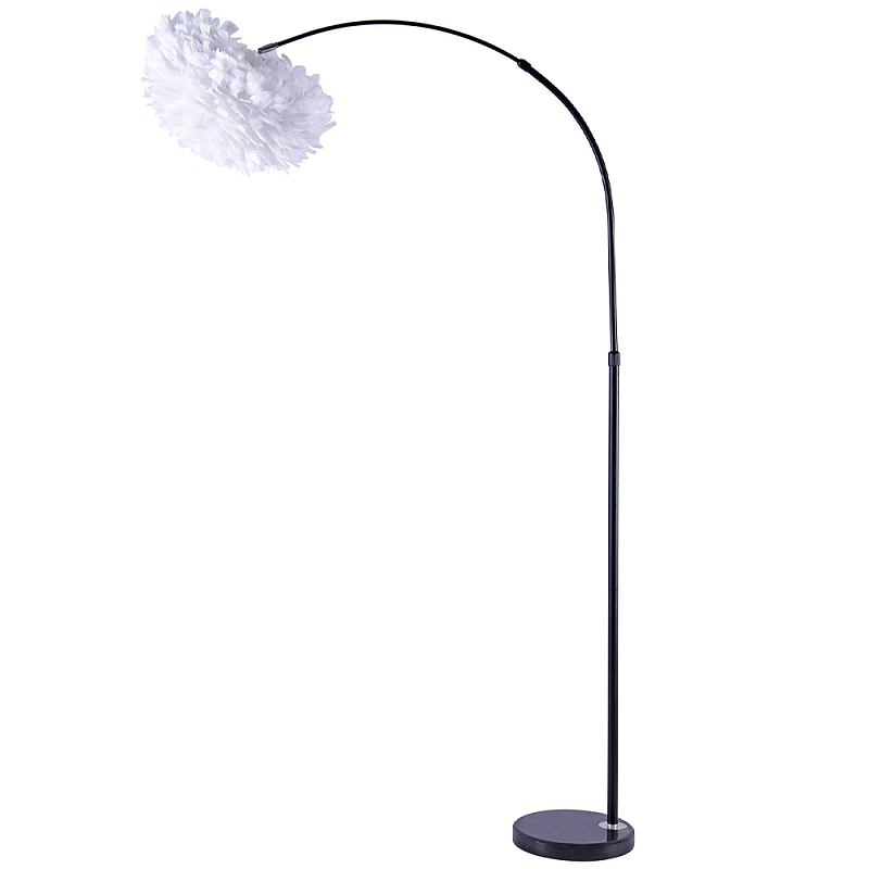 Изогнутый торшер с декором в виде перьев Plumage White Floor Lamp Белый Черный в Орле | Loft Concept 