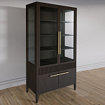 Витрина Primo со стеклянными фасадами и буфетом шпон Темный орех варинант исполнения - 3 | Loft Concept в Орле