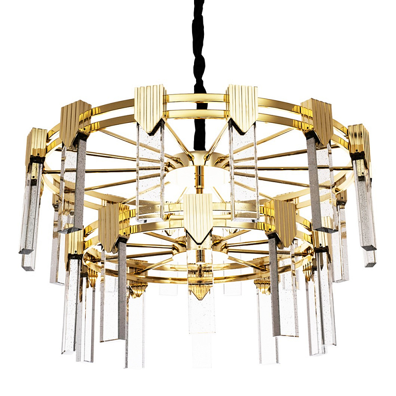 Двухъярусная люстра с прямоугольными хрустальными плафонами Glass Rectangles Gold Chandelier 76 Золотой Прозрачное Стекло Черный Двухъярусная люстра с прямоугольными хрустальными плафонами Glass Rectangles Gold Chandelier 76 Золотой Прозрачное Стекло Черный в Орле | Loft Concept