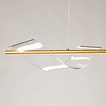 Люстра линейная золотистого цвета с двумя прозрачными волнистыми элементами Wave Line варинант исполнения - 4 | Loft Concept в Орле