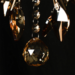 Люстра подвесная круглая с тканевым полупрозрачным абажуром и подвесками 4 лампы Gilded Elegance варинант исполнения - 7 | Loft Concept в Орле