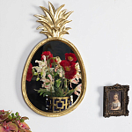 Зеркало овальной формы с золотистой рамкой и декоративной верхушкой в виде ананаса Pineapple Shine  варинант исполнения - 2 | Loft Concept в Орле