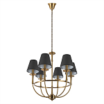 Люстра на металлическом основании бронзового цвета с 6-ю черными конусовидными абажурами Dignity варинант исполнения - 4 | Loft Concept в Орле