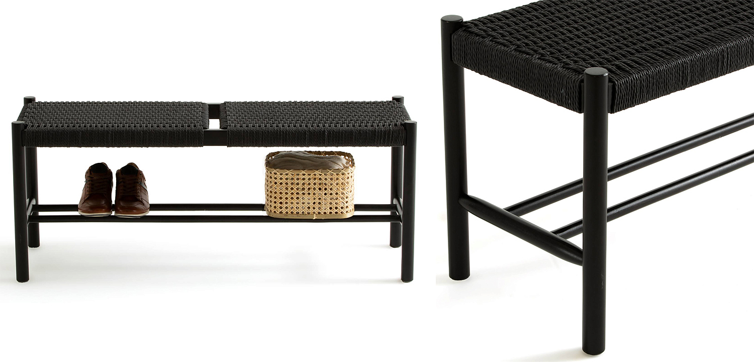 Банкетка Enzo Wicker Black Banquet Банкетка Enzo Wicker Black Banquet - Loft-Concept в Орле