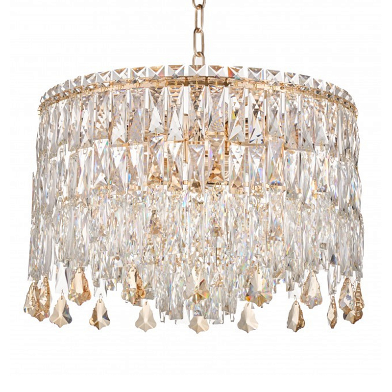Люстра круглая с хрустальными подвесками на золотистом каркасе Roul Crystal Light Золотой Прозрачный в Орле | Loft Concept 