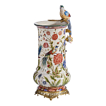 Ваза фарфоровая с птицей на бронзовой ветке и цветочной росписью Garden of Eden варинант исполнения - 2 | Loft Concept в Орле