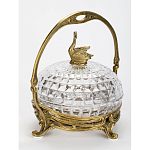 Конфетница из прозрачного рельефного стекла с ручкой и фигуркой лебедя Eden Garden варинант исполнения - 3 | Loft Concept в Орле