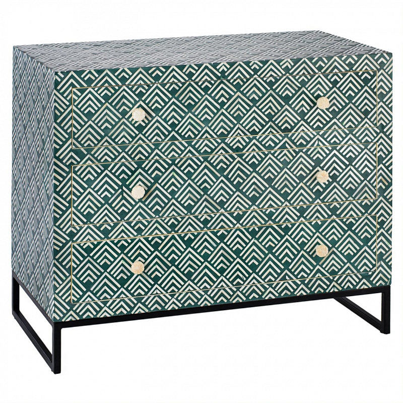 Комод инкрустация костью Green Indian Bone Inlay 3 drawer Зеленый Зеленый Комод инкрустация костью Green Indian Bone Inlay 3 drawer Зеленый Зеленый в Орле | Loft Concept